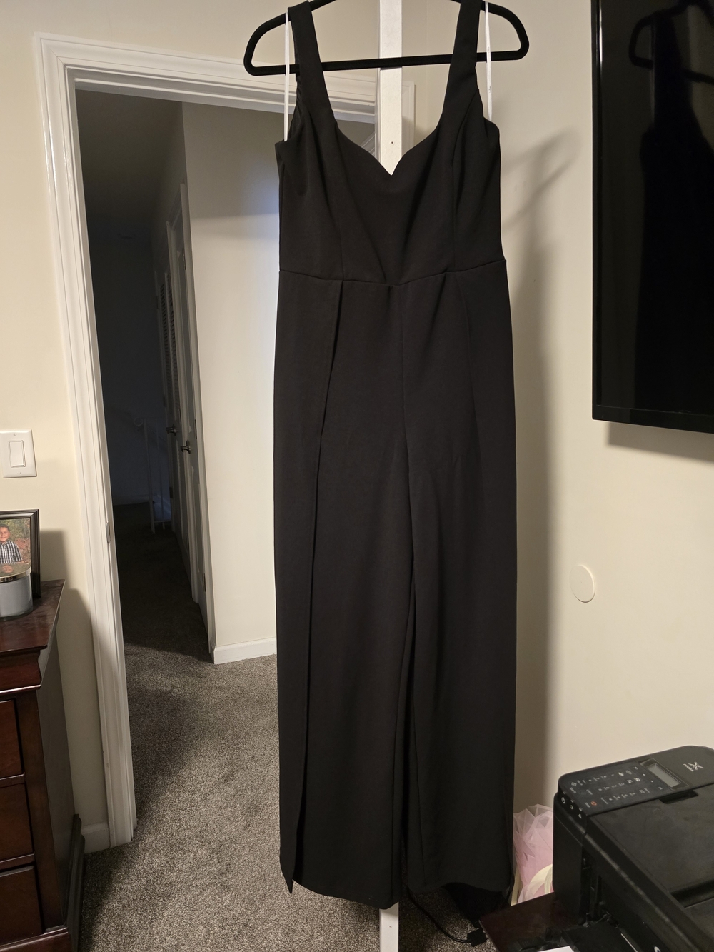 Black Wide-Leg Jumpsuit with V-Neck